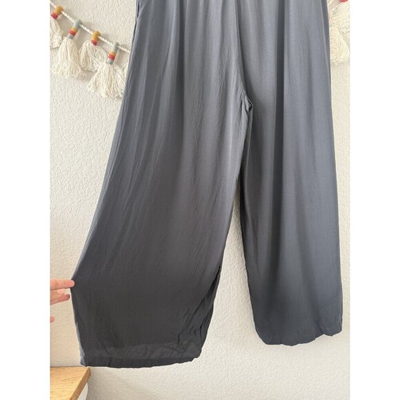 Eileen Fisher Silk Georgette Pull On Wide Leg Crop Pant Flowy Minimalist Coastal - Picture 5 of 9